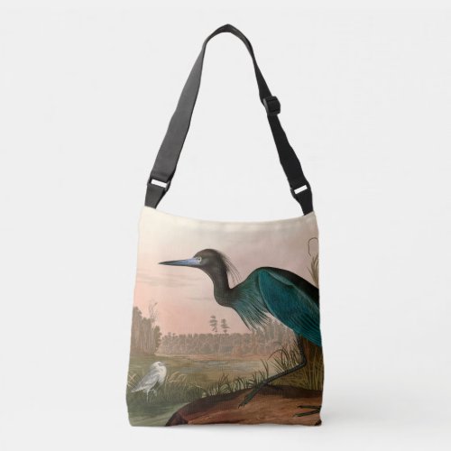 Blue Crane or Heron Birds of America Audubon Print Crossbody Bag