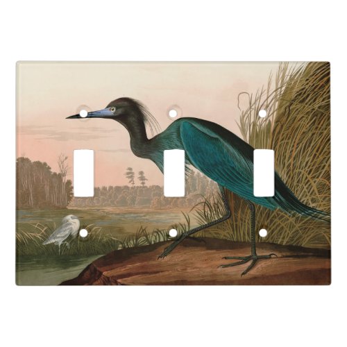 Blue Crane or Heron Birds of America Audubon Print Light Switch Cover