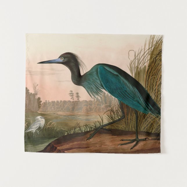 Blue Crane or Heron Birds of America Audubon Print Tapestry (Front (Horizontal))
