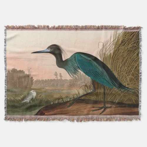 Blue Crane or Heron Birds of America Audubon Print Throw Blanket
