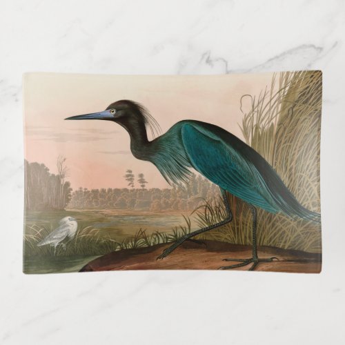 Blue Crane or Heron Birds of America Audubon Print Trinket Tray