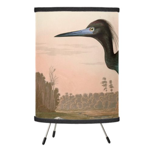 Blue Crane or Heron Birds of America Audubon Print Tripod Lamp