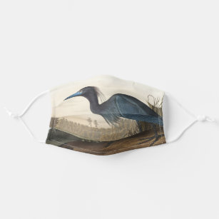 Blue Crane or Heron from Birds of America Adult Cloth Face Mask