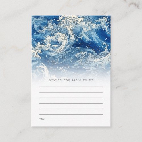 Blue crashing waves advice for mum baby shower enclosure card