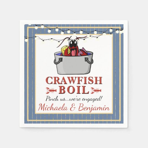 Blue Crawfish Boil BBQ Special Event Engagement Napkins