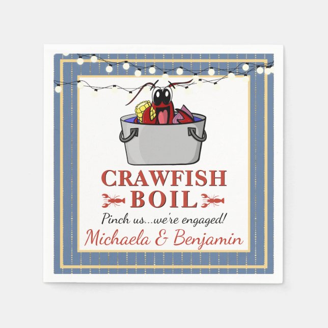 Blue Crawfish Boil BBQ Special Event Engagement Napkins (Front)