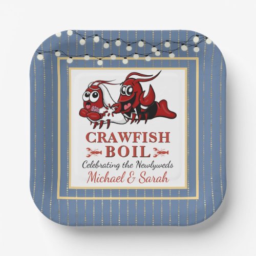 Blue Crawfish Boil Newlywed or Engagement Party Paper Plates
