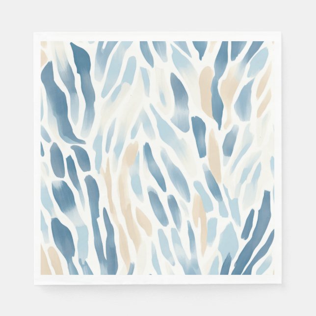 Blue Cream Abstract Beach Napkins (Front)