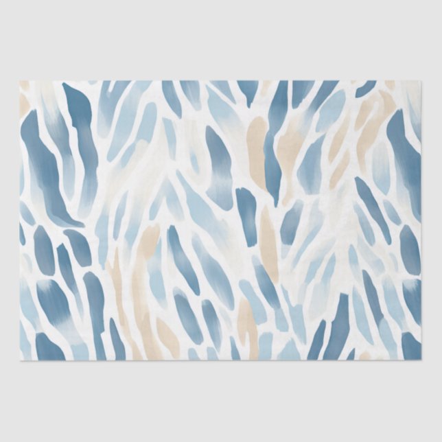 Blue Cream Abstract Beach Tissue Paper (Front)