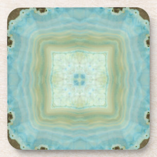 Blue Cream Agate Geode Gemstone Crystal Patterns Beverage Coaster