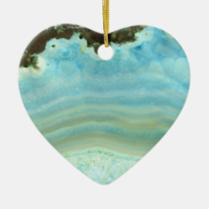 Blue Cream Agate Geode Gemstone Crystal Patterns Ceramic Ornament