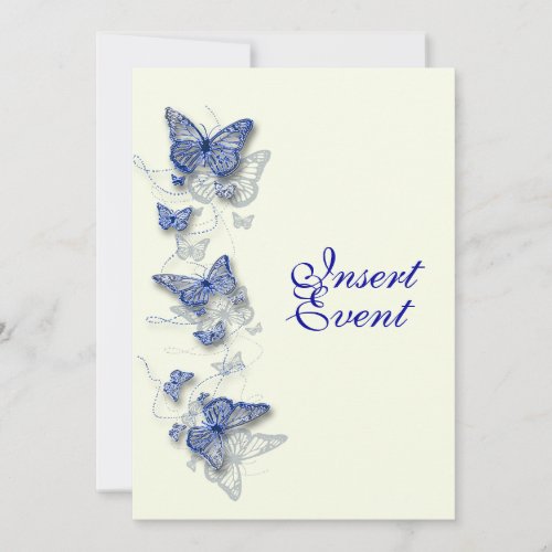 Blue cream birthday engagement wedding invitations