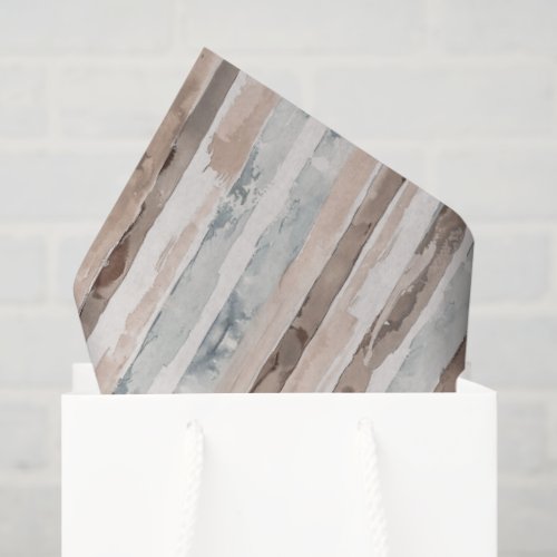 Blue Cream Brown Stripes Birthday Tissue Paper