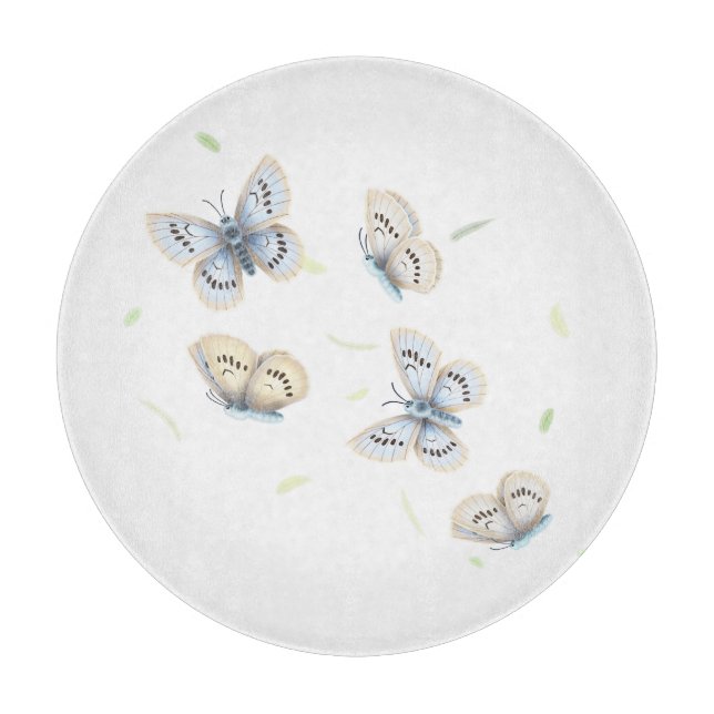 Blue & Cream Butterflies in Dreamy Flight Cutting  Cutting Board (Front)