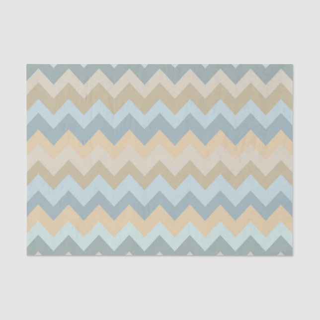 Blue Cream Chevron Stripes Tissue Paper (Front)