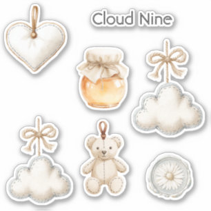 Blue Cream Cloud Nine Baby Shower or Just Because Sticker