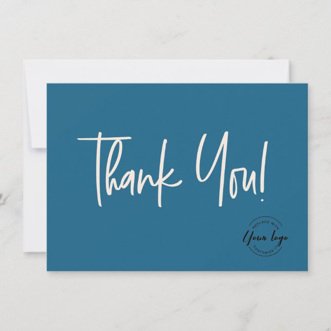 Blue cream Company Logo Social Thank You  Card (Front)
