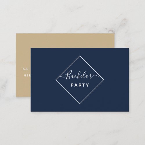 Blue  Cream Diamond Bachelor Party Ticket Invite