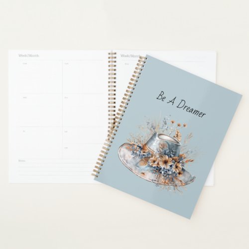 Blue Cream Floral Hat Dreamer Planner