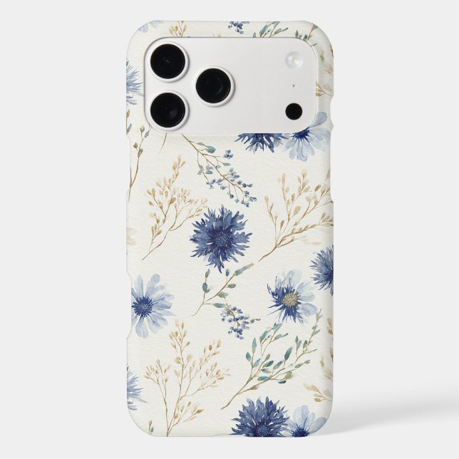 Blue Cream Flowers Case-Mate iPhone Case (Back)