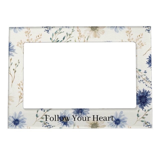 Blue Cream Flowers Magnetic Frame (Front)