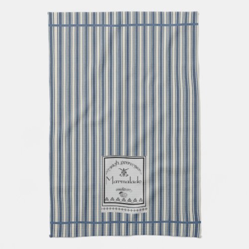  Blue Cream French Style Stripes Marmalade Label Kitchen Towel