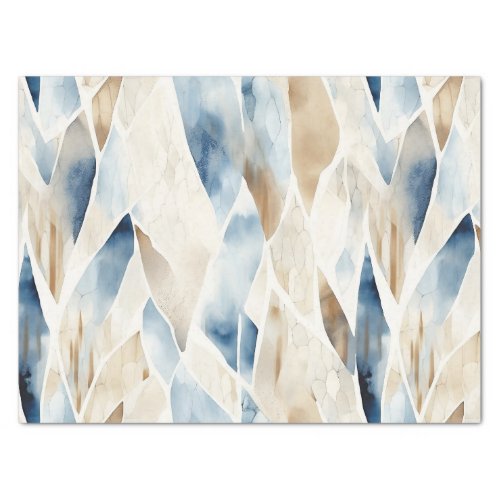 Blue Cream Ivory Abstract Beach  Tissue Paper