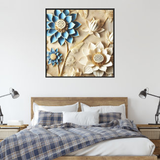 Blue & Cream Lotus Composition Floral Wall Art 