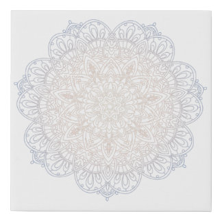 Blue Cream Mandala Artwork Faux Canvas Print