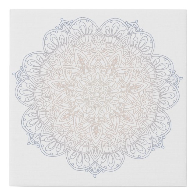 Blue Cream Mandala Artwork Faux Canvas Print (Front)