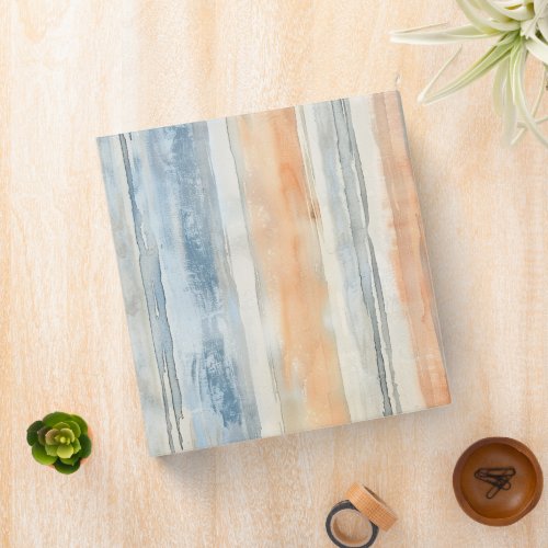 Blue Cream Peach Stripes 3 Ring Binder