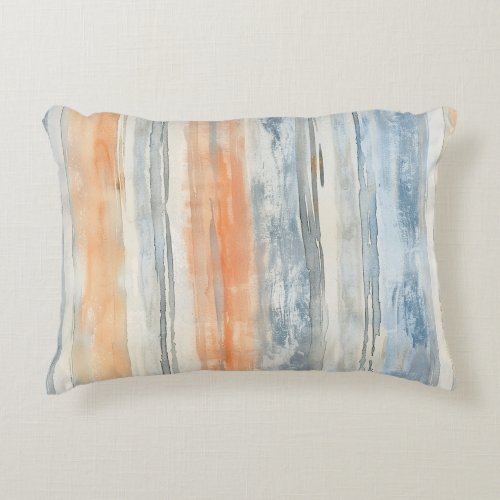 Blue Cream Peach Stripes Accent Pillow