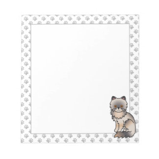 Blue Cream Persian Cute Cartoon Cat Illustration Notepad