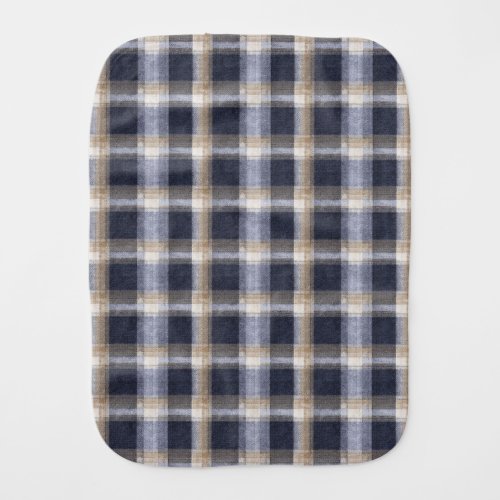 Blue Cream Plaid Stripes Baby Burp Cloth