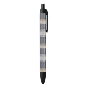 Blue Cream Plaid Stripes Pen