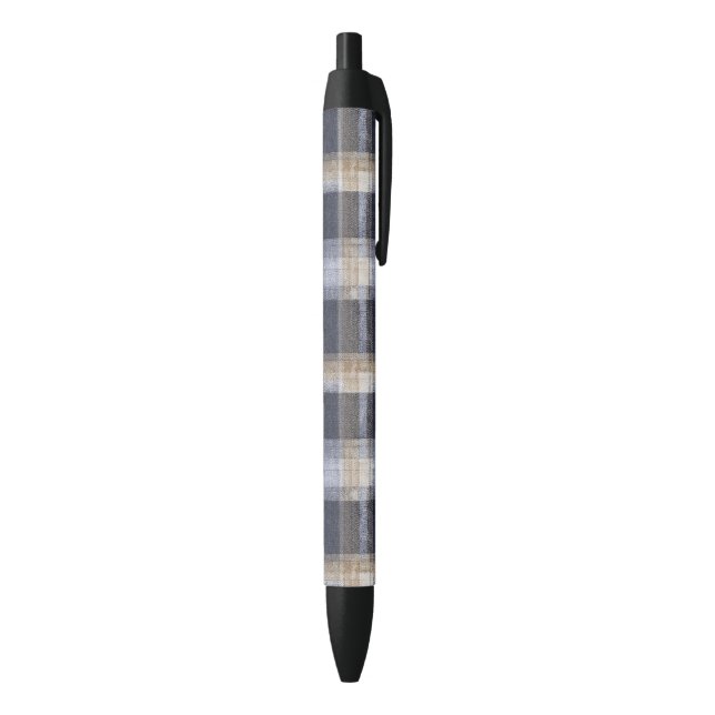 Blue Cream Plaid Stripes Pen (Bottom (Vertical))