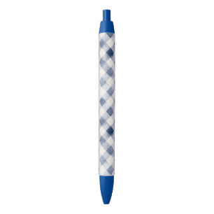 Blue Cream Plaid Stripes Pen