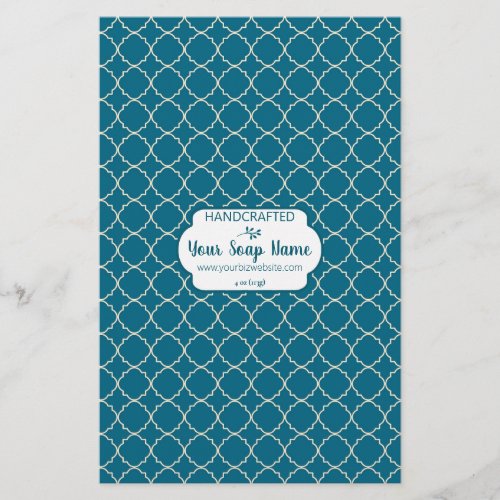 Blue  Cream Quatrefoil Design Soap Wrap Paper