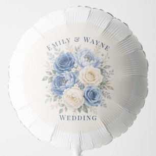 Blue & Cream Rose Floral Wedding Balloon