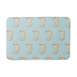 Blue Cream Sea Horses Ocean Bridal Baby Shower Bath Mat