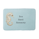 Blue Cream Sea Horses Ocean Bridal Shower Bath Mat