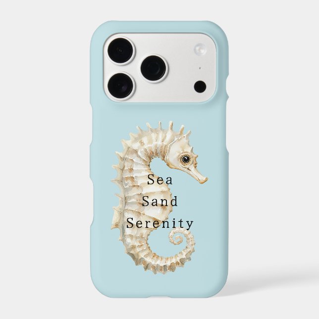 Blue Cream Sea Horses Ocean Shells Bridal Shower Case-Mate iPhone Case (Back)