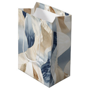 Blue Cream Sea Sand Abstract Medium Gift Bag