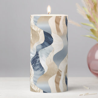 Blue Cream Sea Sand Abstract Pillar Candle