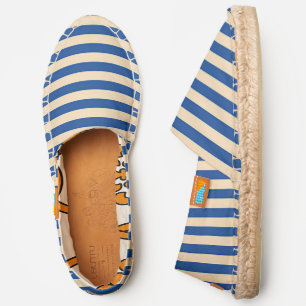 Blue Cream Stripe Canvas Slip On  Espadrilles