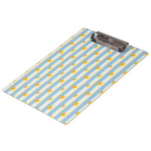 Blue Cream Stripe Gold Sunburst Clipboard