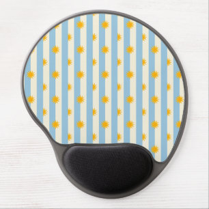Blue Cream Stripe Gold Sunburst Gel Mouse Pad