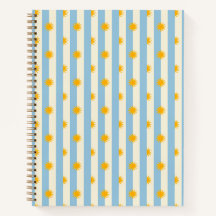 Blue Cream Stripe Gold Sunburst Notebook - M