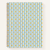 Blue Cream Stripe Gold Sunburst Notebook - S