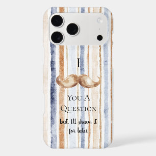 Blue Cream Stripes Mustache You A Question iPhone 17 Pro Max Case